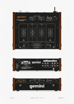 Gemini PMX-2200 DJ Jazzy Jeff mixer giclee fine art limited edition print technical illustration